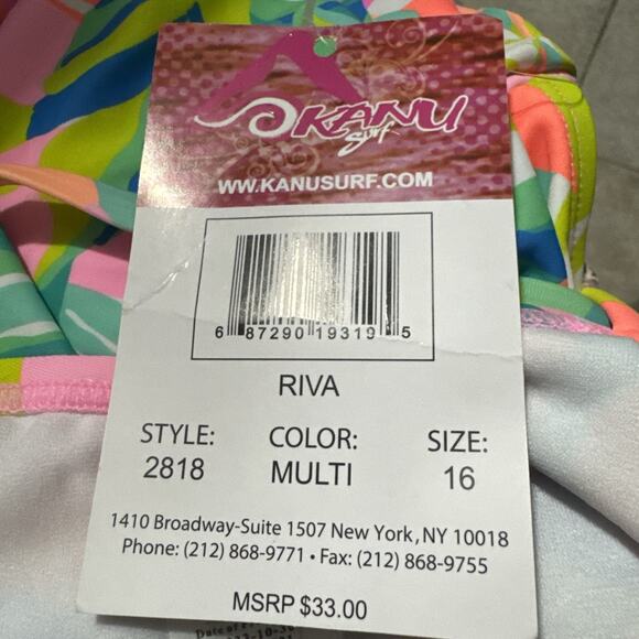 Kanu Surf Beach Sport 1-Piece Swimsuit, Riza Tropical Bright Colors Size 16 - Picture 5 of 6